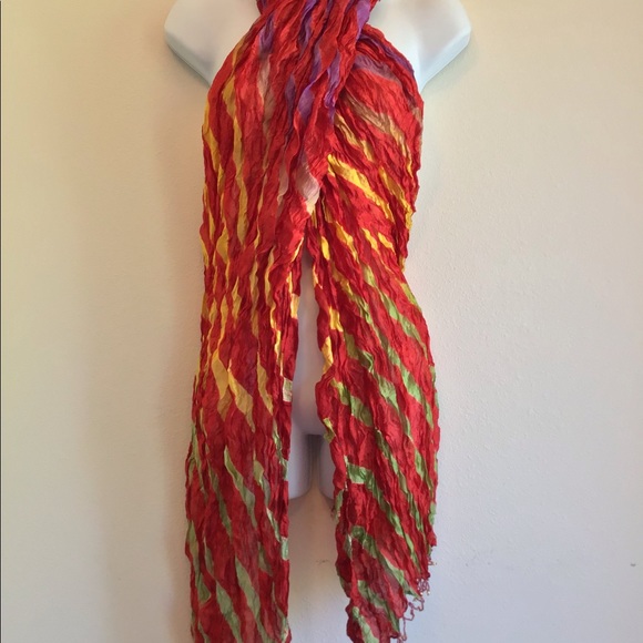 New Red Beach Striped Scarf Wrap Pareo - Picture 11 of 13